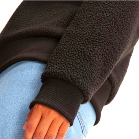 Everlane the renew fleece oversized crew sweatshirt black XS NWT - Picture 5 of 10